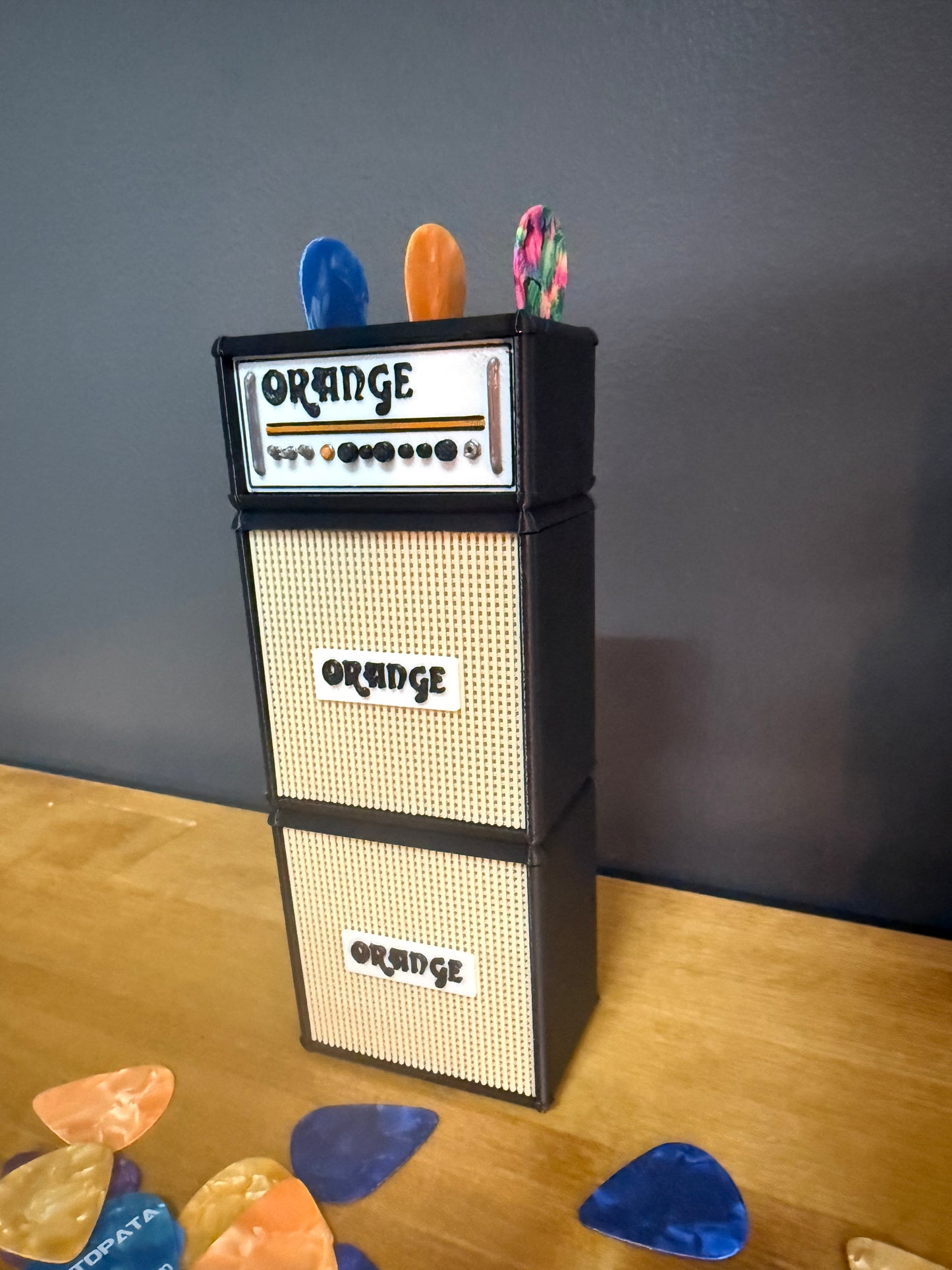 Mini Full Stack Amp Guitar Holder - Holds 11 Picks With Additional Storage