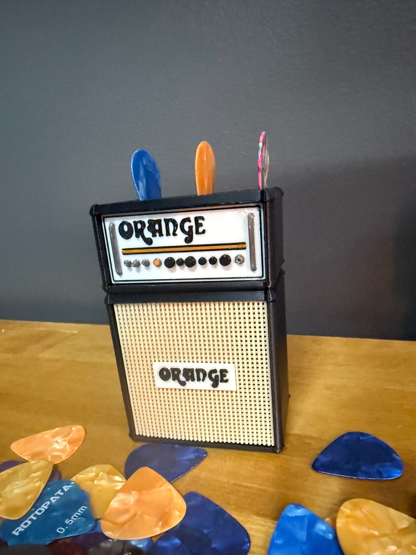 Mini Half Stack Amp Guitar Pick Holder – Holds 11 Picks with Extra Storage