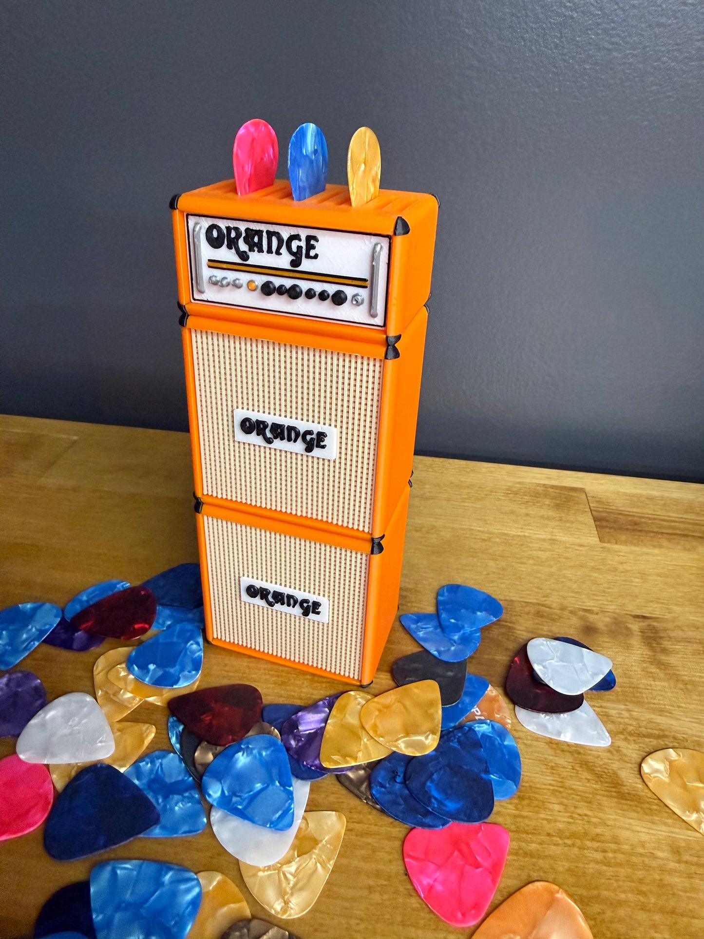 Mini Full Stack Amp Guitar Holder - Holds 11 Picks With Additional Storage
